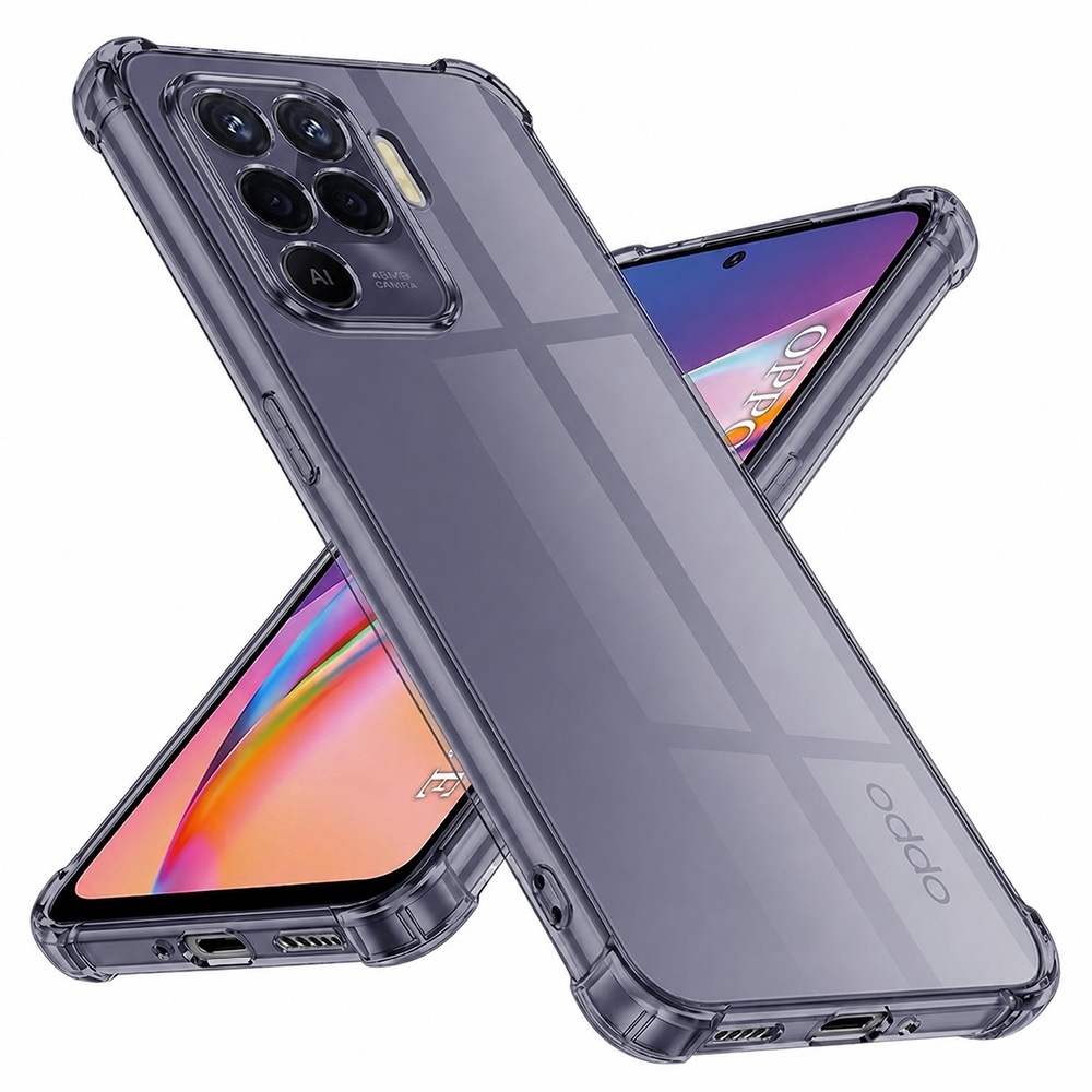 Калъф за Oppo Reno5 Lite / Oppo A94 4G - Techsuit Shockproof Прозрачен Silicone - Smoke Черен