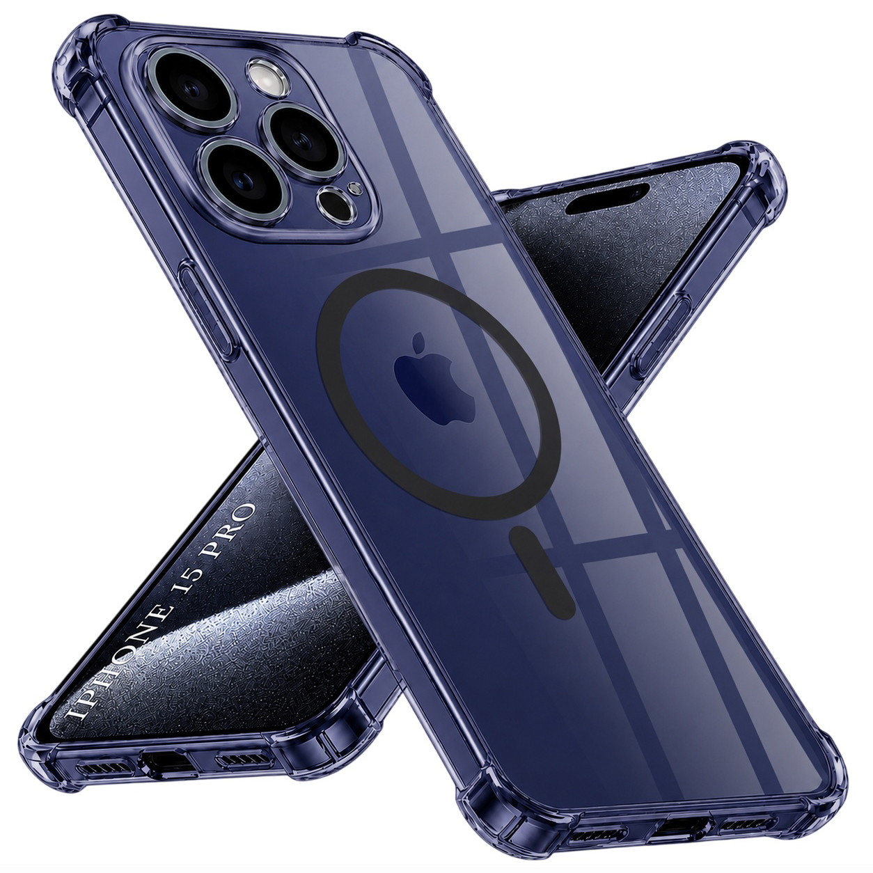 Калъф за iPhone 15 Pro - Techsuit Shockproof Прозрачен Silicone MagSafe - Smoke Черен