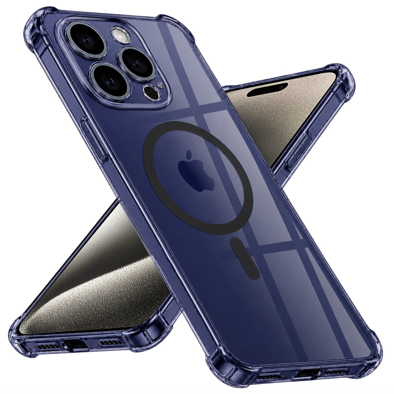 Калъф за iPhone 15 Pro Max - Techsuit Shockproof Прозрачен Silicone MagSafe - Smoke Черен