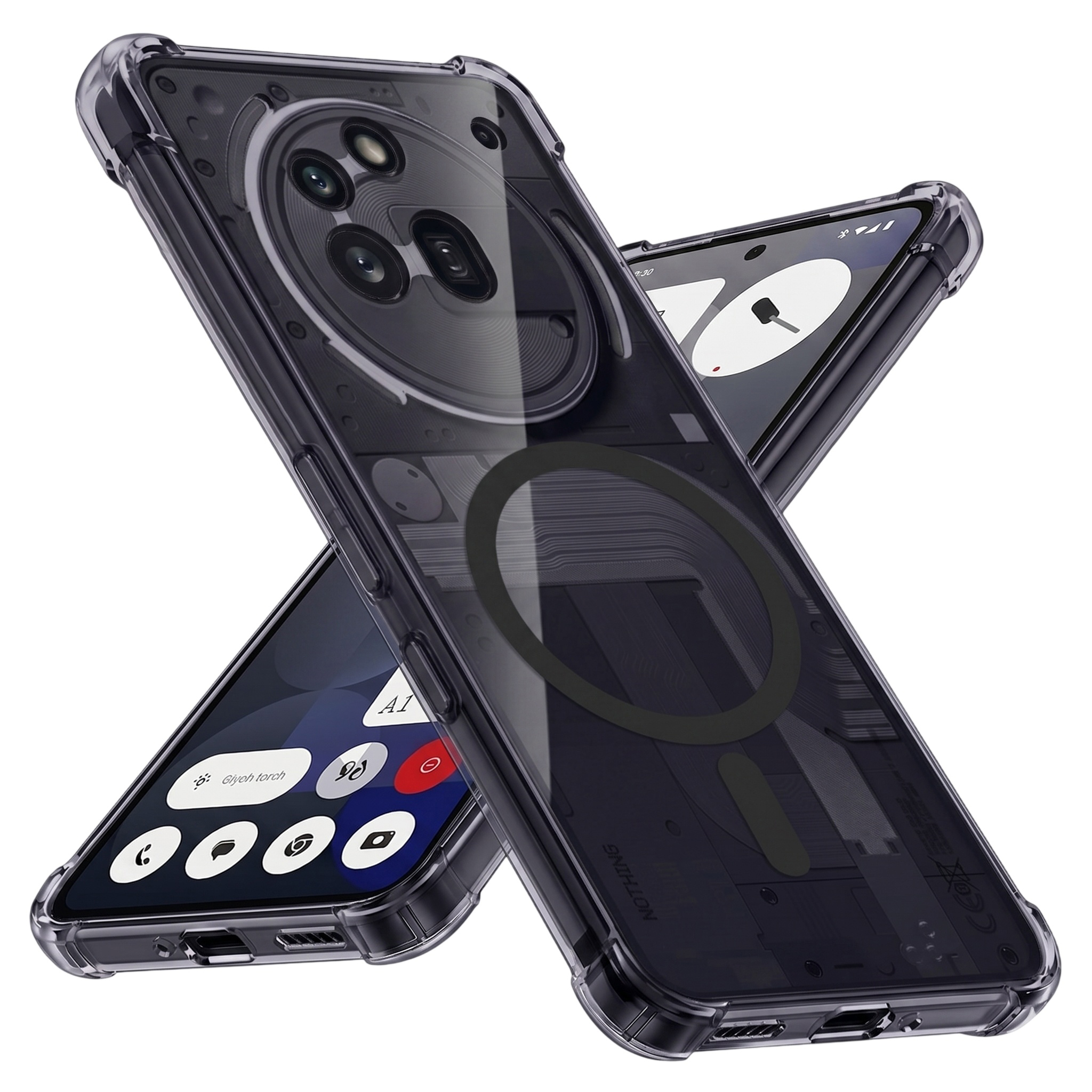 Калъф за телефон Nothing (3a) Pro - Techsuit Shockproof Прозрачен Silicone MagSafe - Smoke Черен