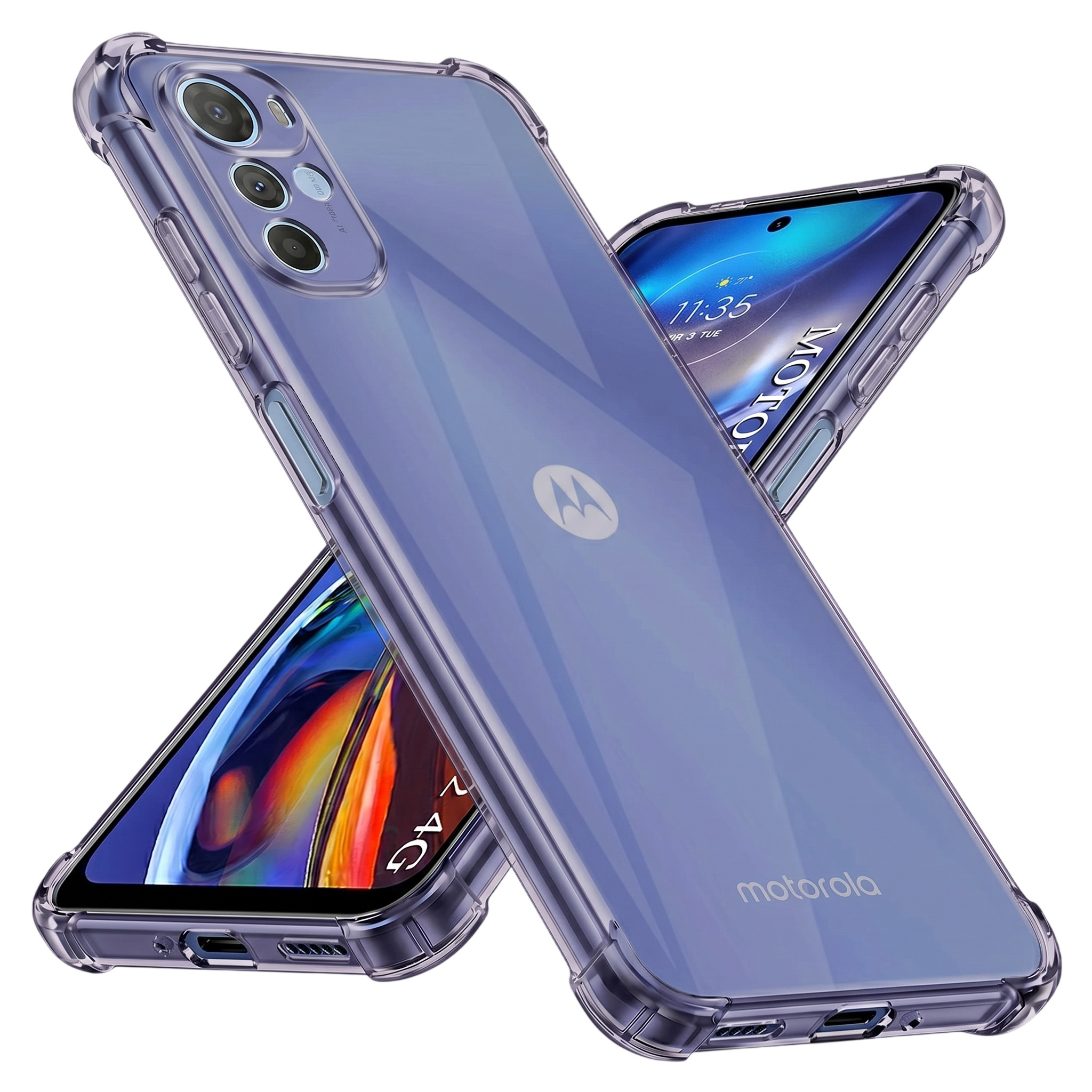Калъф за Motorola Moto Moto E32 / Moto E32s - Techsuit Shockproof Прозрачен Silicone - Smoke Черен