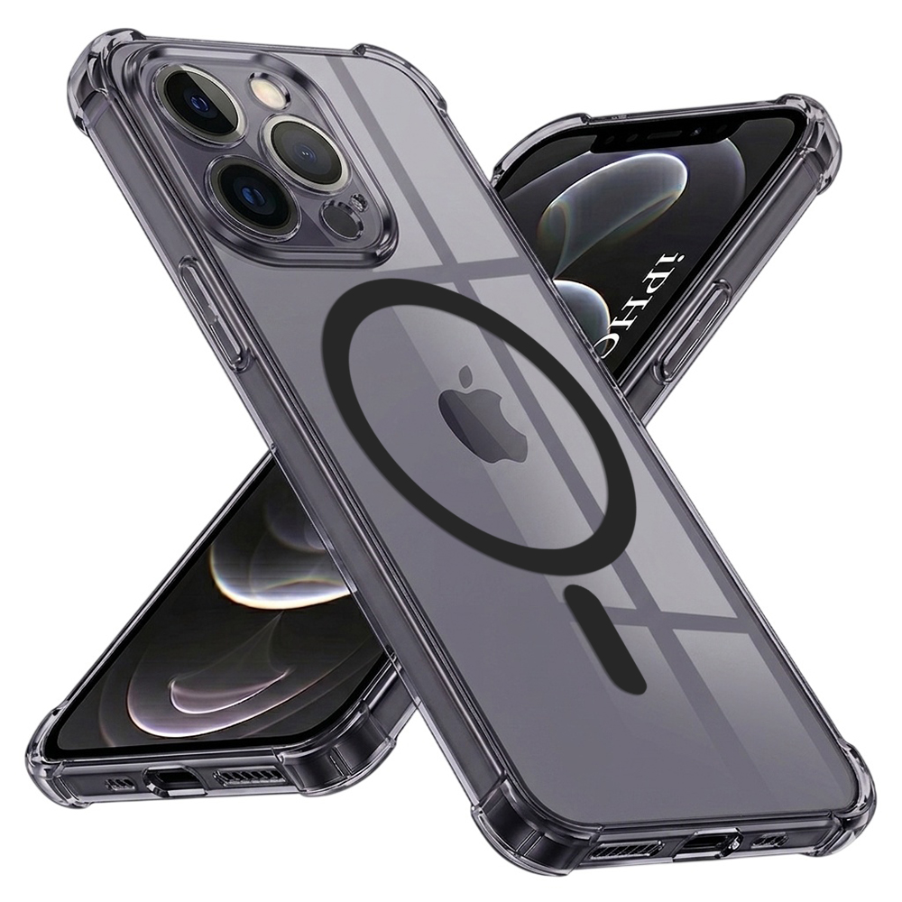Калъф за iPhone 12 Pro Max - Techsuit Shockproof Прозрачен Silicone MagSafe - Smoke Черен
