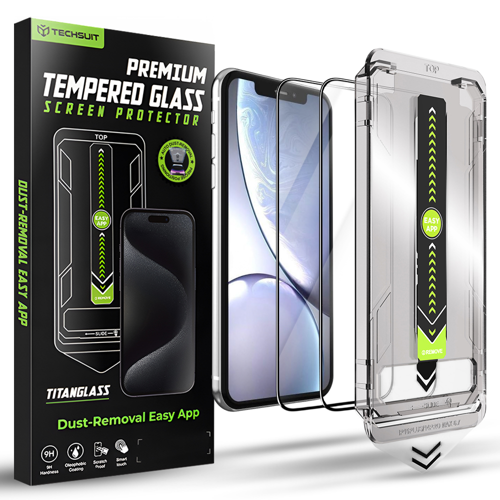 Калъф за iPhone XR / iPhone 11 (комплект 2) - Techsuit TitanGlass FullCover - Черен