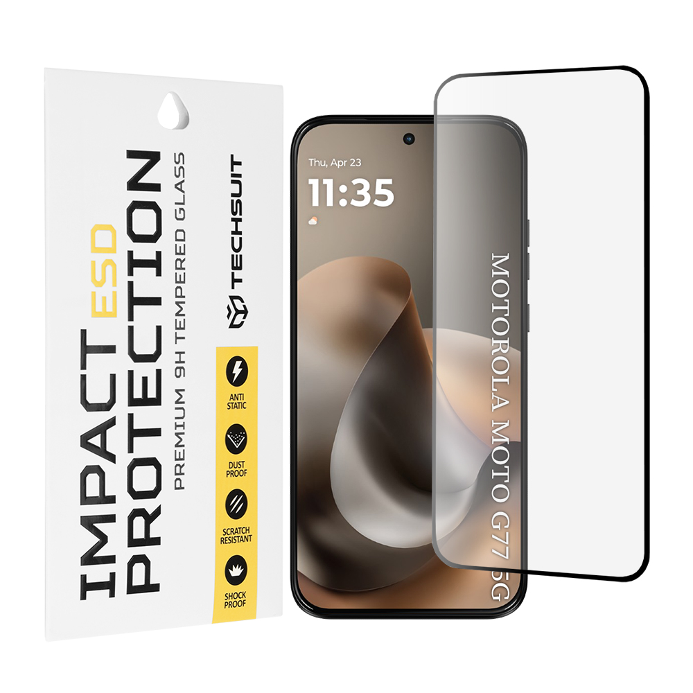 Капак за Motorola Moto G77 / G67 - Techsuit ESD Glass - Черен