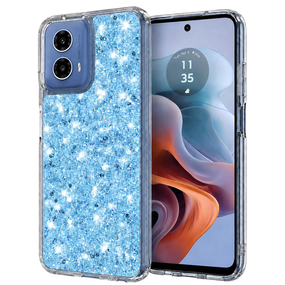 Калъф за Motorola Moto G34 / Moto G45 - Techsuit Sparkly Glitter - Син