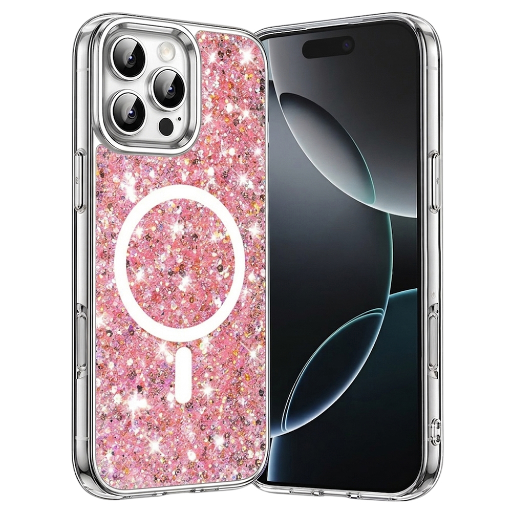 Калъф за iPhone 16 Pro - Techsuit Sparkly Glitter MagSafe - Розов