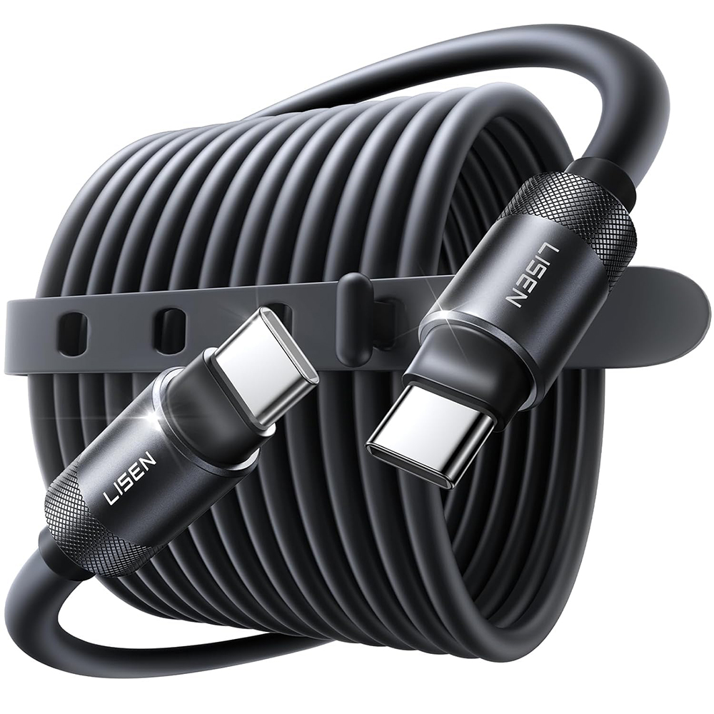 Силиконов кабел, USB-C, 100W, 3м - Lisen (YL0125040001) - Черен