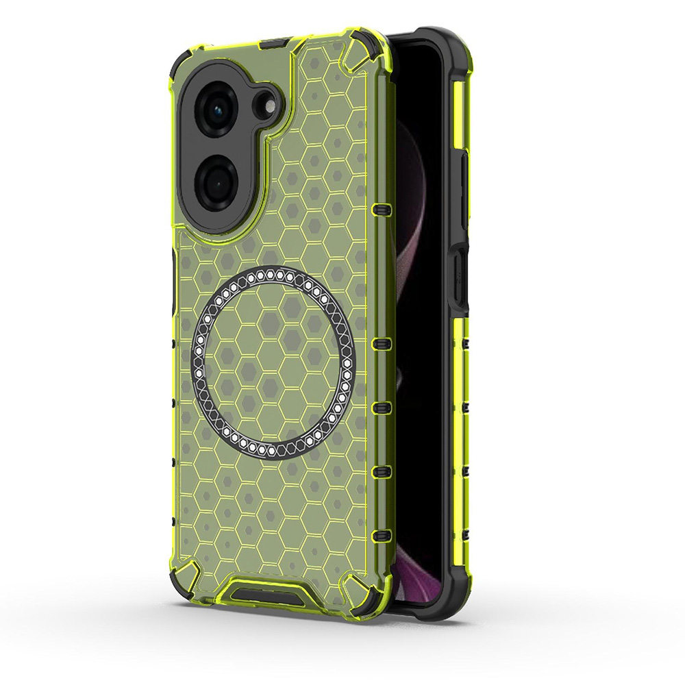Прозрачен калъф за Xiaomi Redmi A5 4G (Regional) - Techsuit HoneyComb Shield MagSafe MagSafe - Lime Зелен