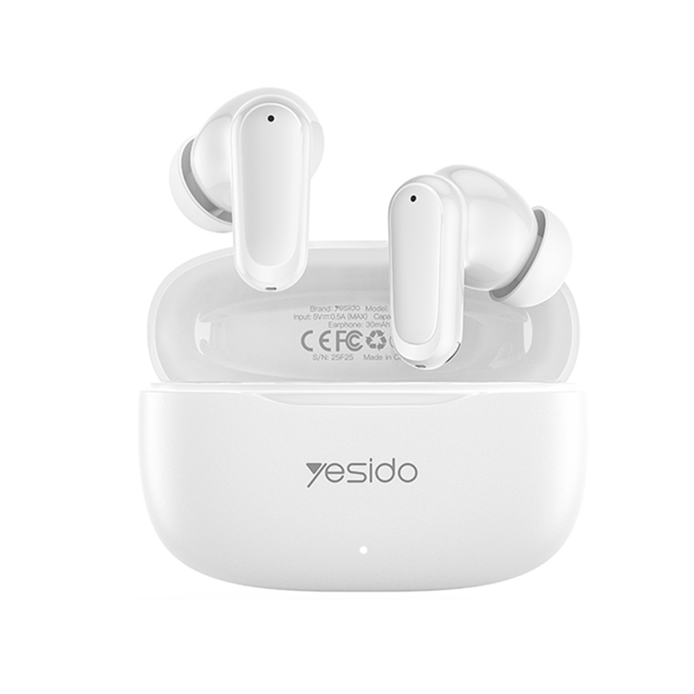 Bluetooth слушалки, безжични, за поставяне в ушите, 250 mAh, стерео - Yesido (TWS38) - бели