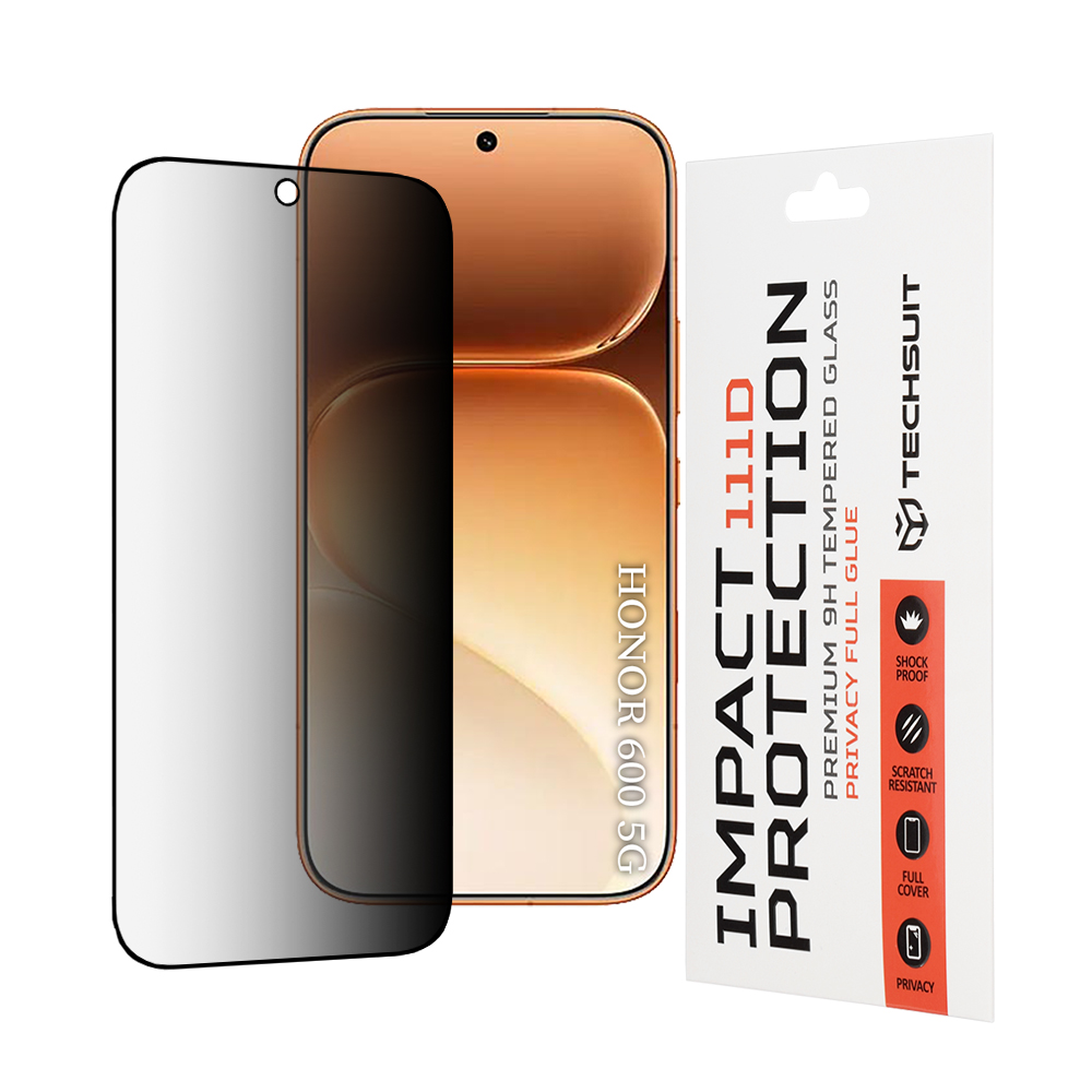 Калъф за Honor 600 / 600 Pro - Techsuit 111D Privacy Full Glue - Черен