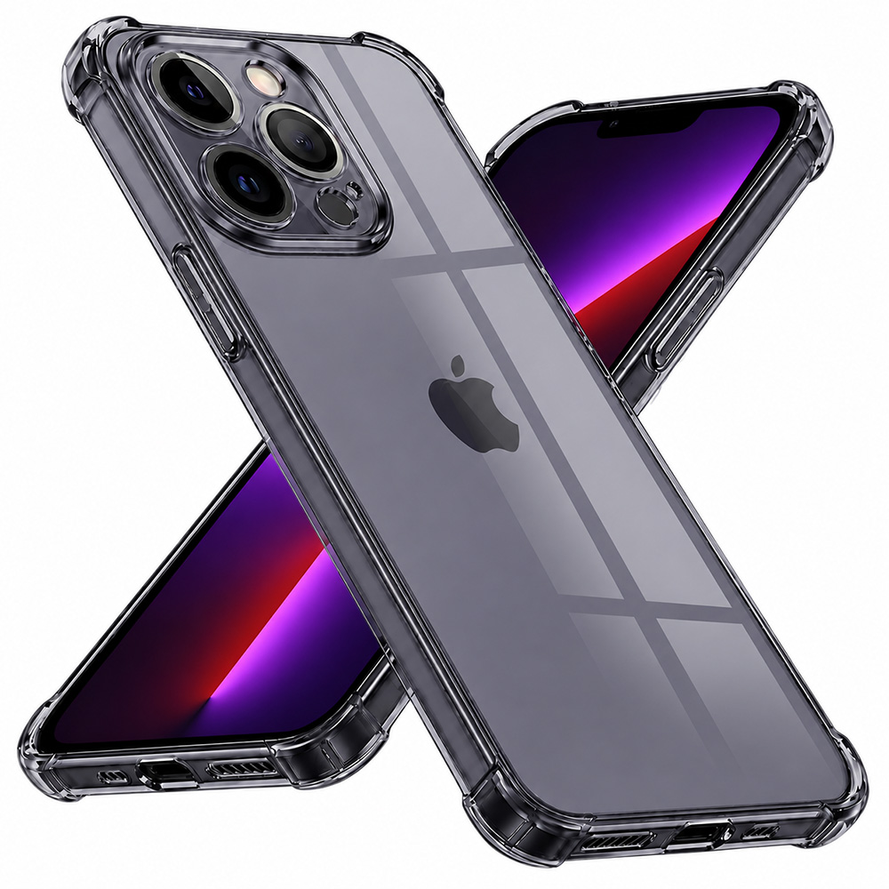 Калъф за iPhone 13 Pro - Techsuit Shockproof Прозрачен Silicone - Smoke Черен