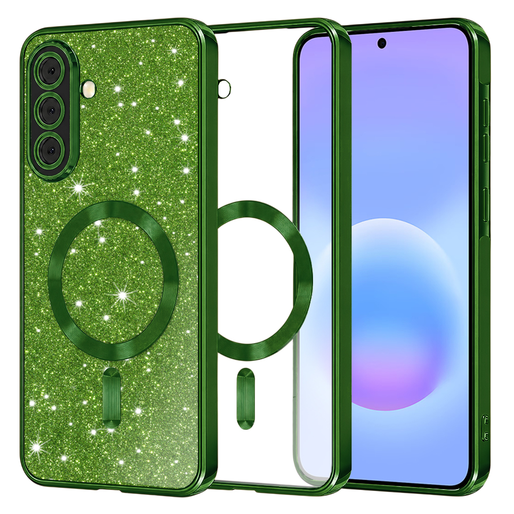 Калъф за Samsung Galaxy A57 5G - Techsuit Luxury Glitter MagSafe - Deep Зелен