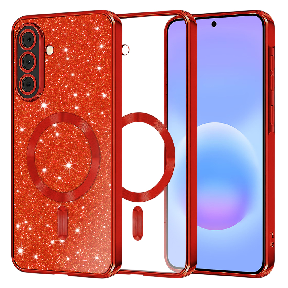 Калъф за Samsung Galaxy A57 5G - Techsuit Luxury Glitter MagSafe - Червен