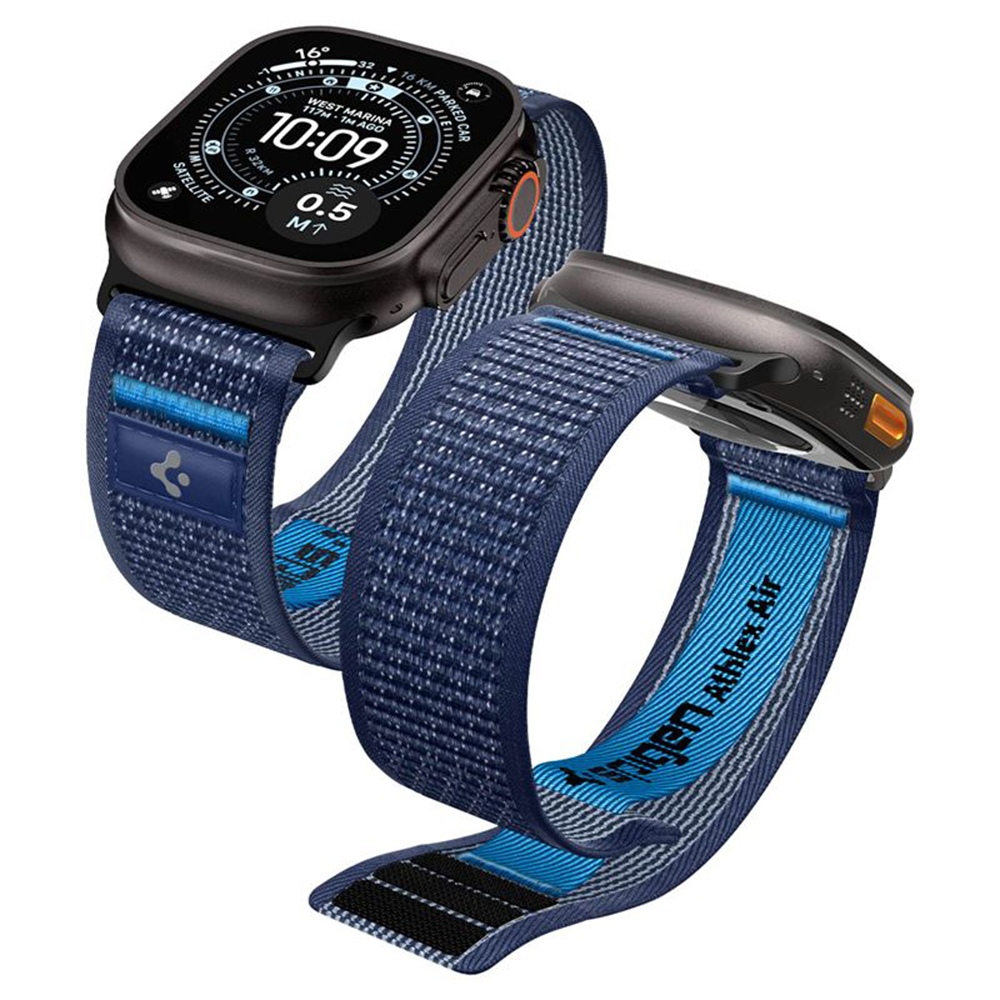 Каишка за Apple Watch за Apple Watch 6 / 7 / 8 / 8 / 9 / 10 / SE / SE 2 / Ultra / Ultra 2 / Ultra 3 (44/45/46/46/49 mm) - Spigen Athlex Air 2 (AMP10608) - Active Тъмносин