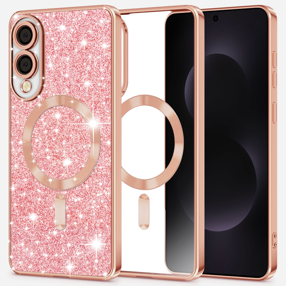 Калъф за Samsung Galaxy S25 Edge - Techsuit Luxury Glitter MagSafe - Розово злато