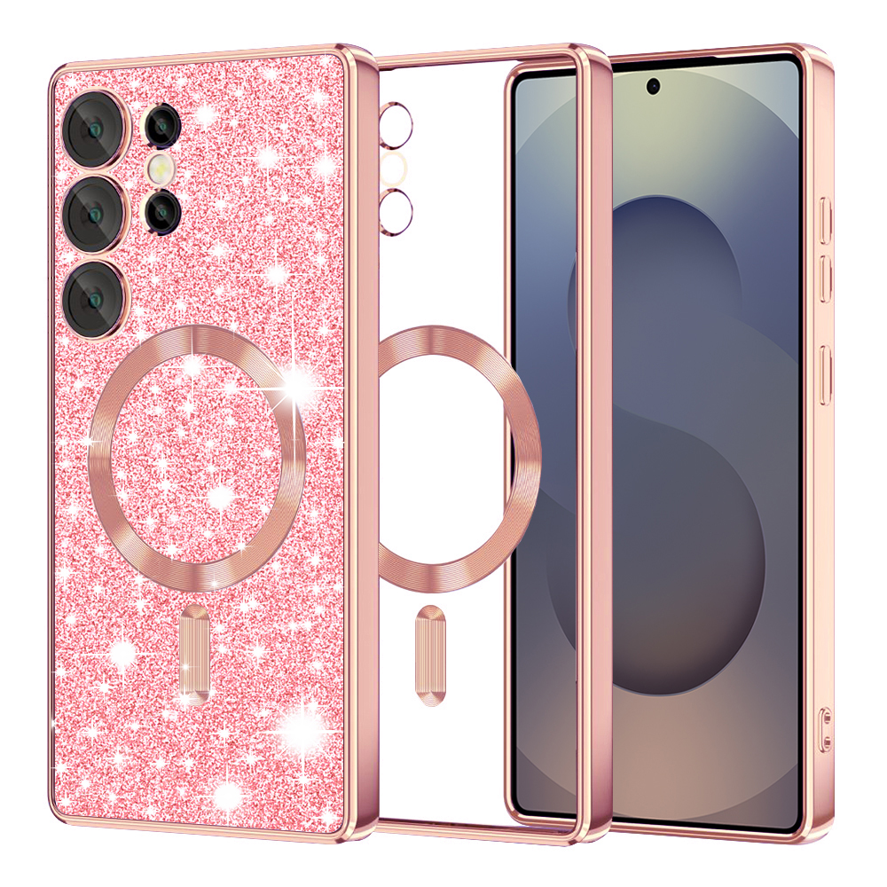 Калъф за Samsung Galaxy S25 Ultra - Techsuit Luxury Glitter MagSafe - Розово злато