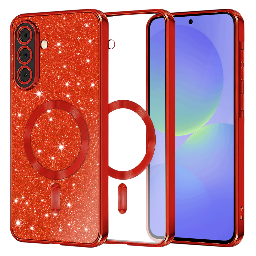 Калъф за Samsung Galaxy A36 5G / A56 5G - Techsuit Luxury Glitter MagSafe - Червен