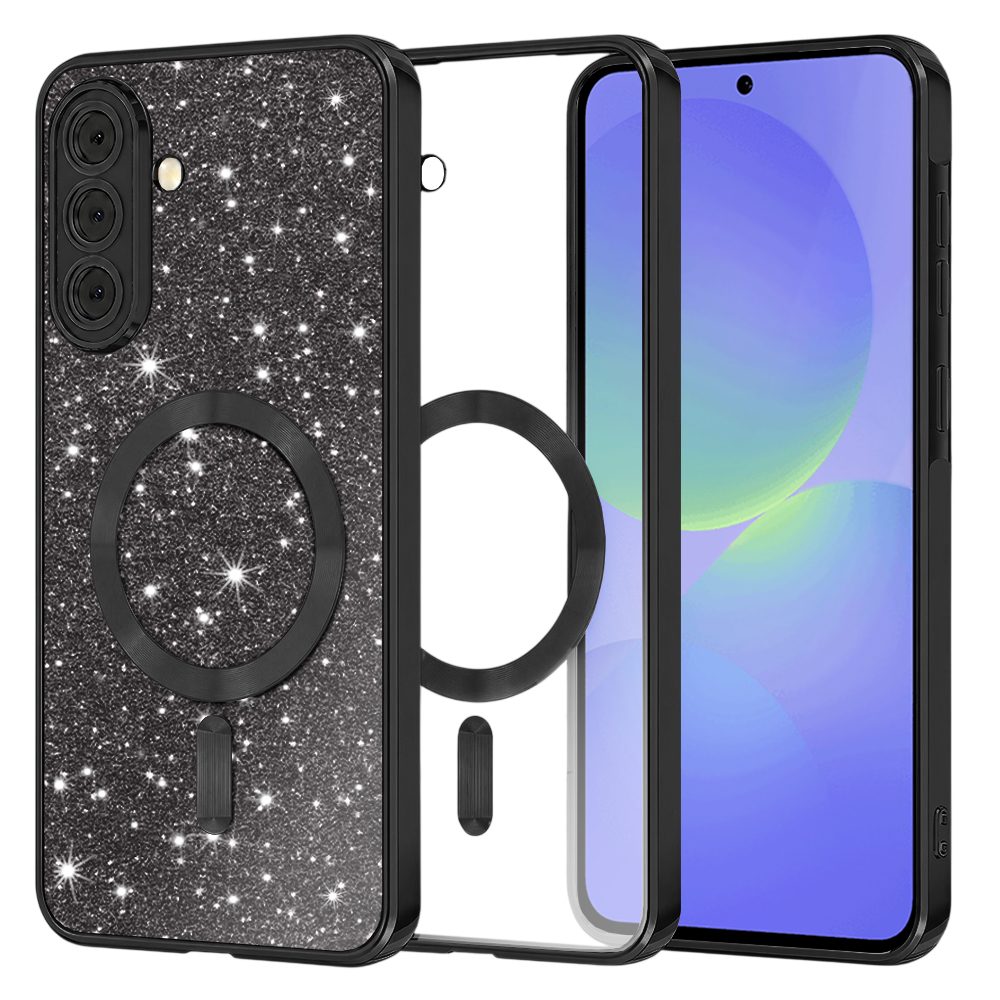 Калъф за Samsung Galaxy A36 5G / A56 5G - Techsuit Luxury Glitter MagSafe - Черен