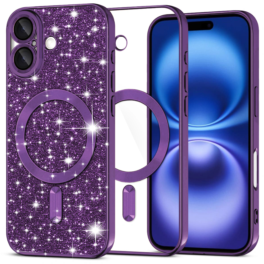 Калъф за iPhone 16 - Techsuit Luxury Glitter MagSafe - Deep Лилав