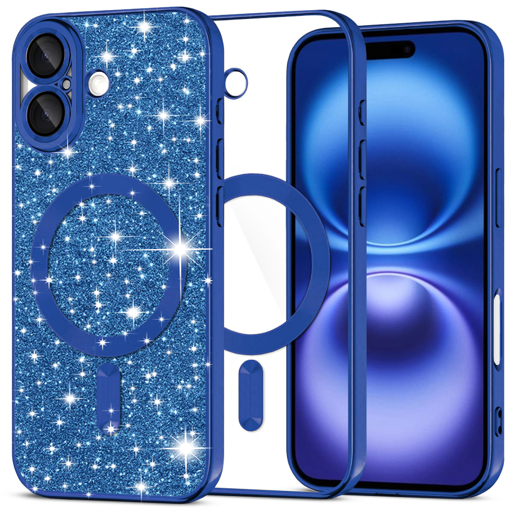 Калъф за iPhone 16 - Techsuit Luxury Glitter MagSafe - Deep Син