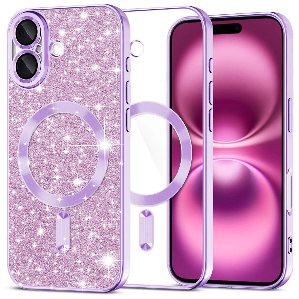 Калъф за iPhone 16 Plus - Techsuit Luxury Glitter MagSafe - Светло лилав