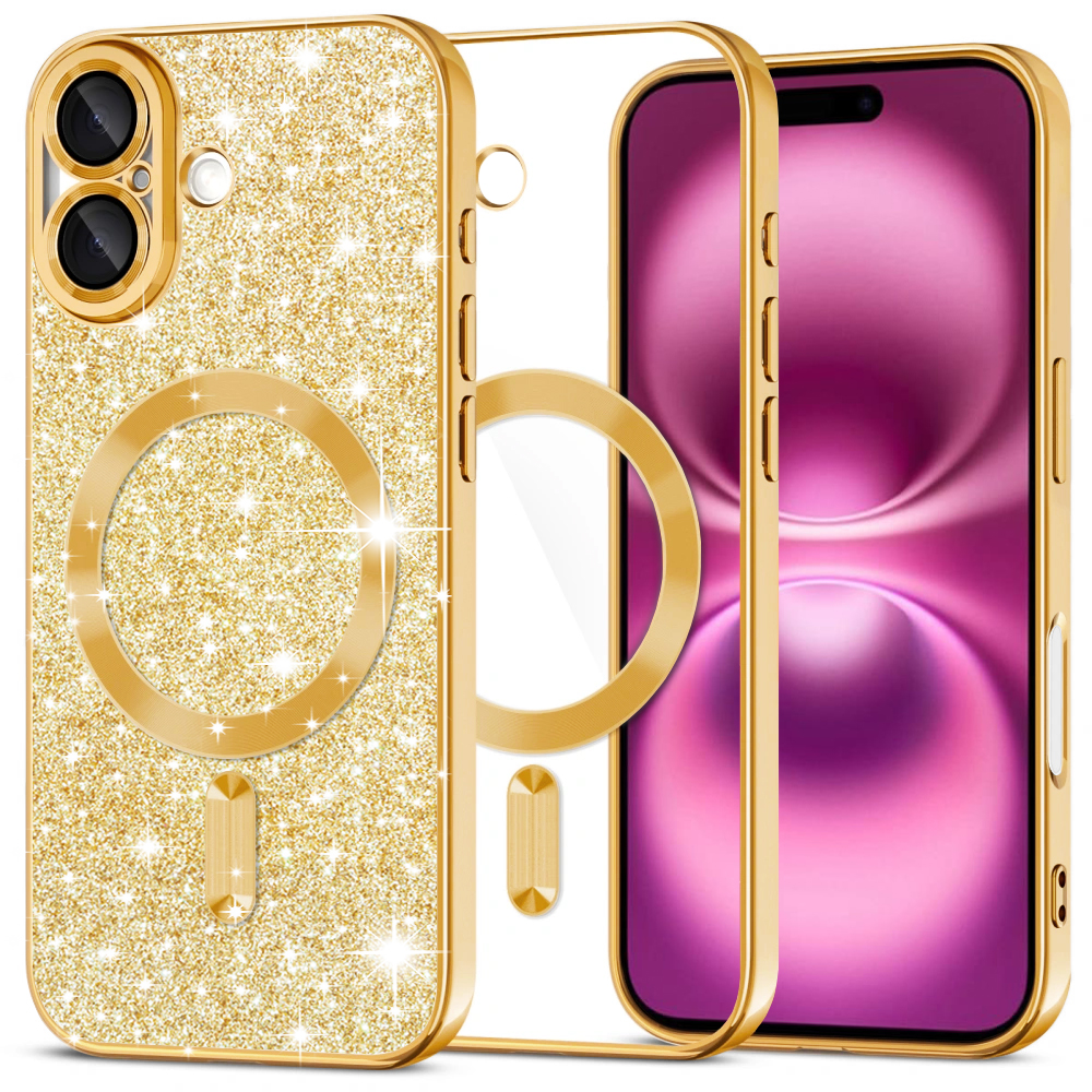 Калъф за iPhone 16 Plus - Techsuit Luxury Glitter MagSafe - Златен