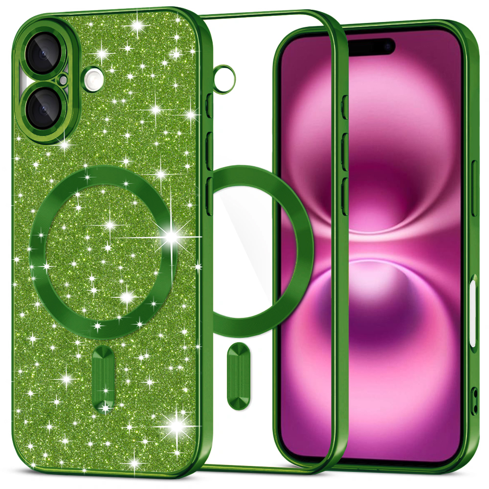 Калъф за iPhone 16 Plus - Techsuit Luxury Glitter MagSafe - Deep Зелен