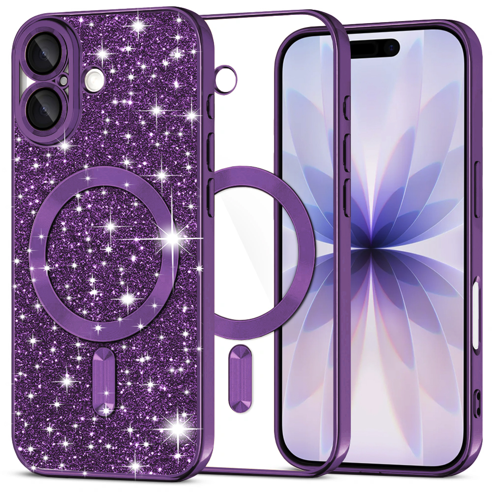 Калъф за iPhone 17 - Techsuit Luxury Glitter MagSafe - Deep Лилав