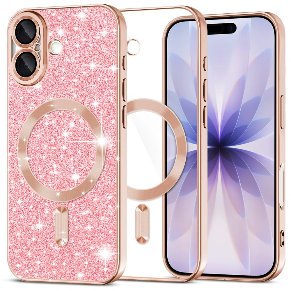 Калъф за iPhone 17 - Techsuit Luxury Glitter MagSafe - Розово злато