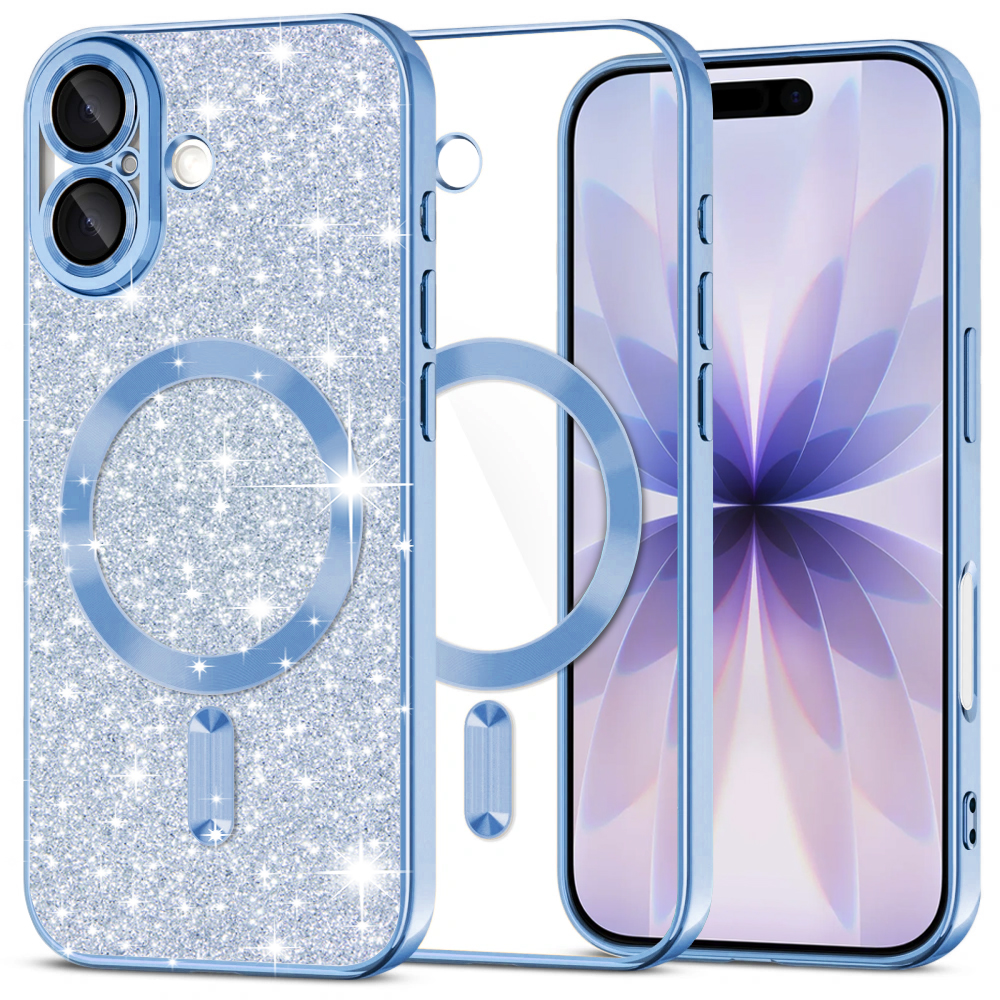 Калъф за iPhone 17 - Techsuit Luxury Glitter MagSafe - Светлосин