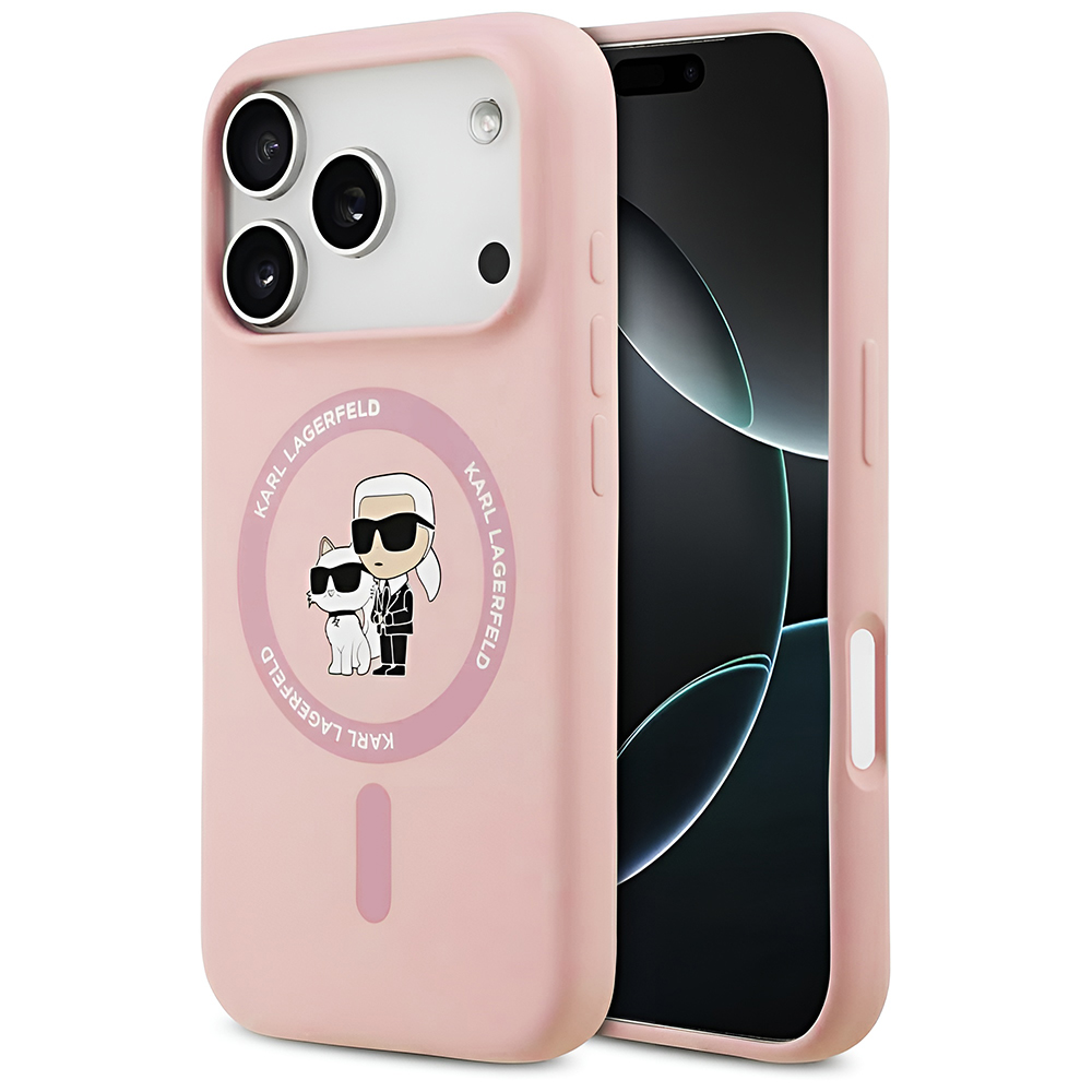 Калъф за iPhone 17 Pro - Karl Lagerfeld Silicone Ring MagSafe (KLHMP17LSCMKCRHP) - Розов Karl&Choupette