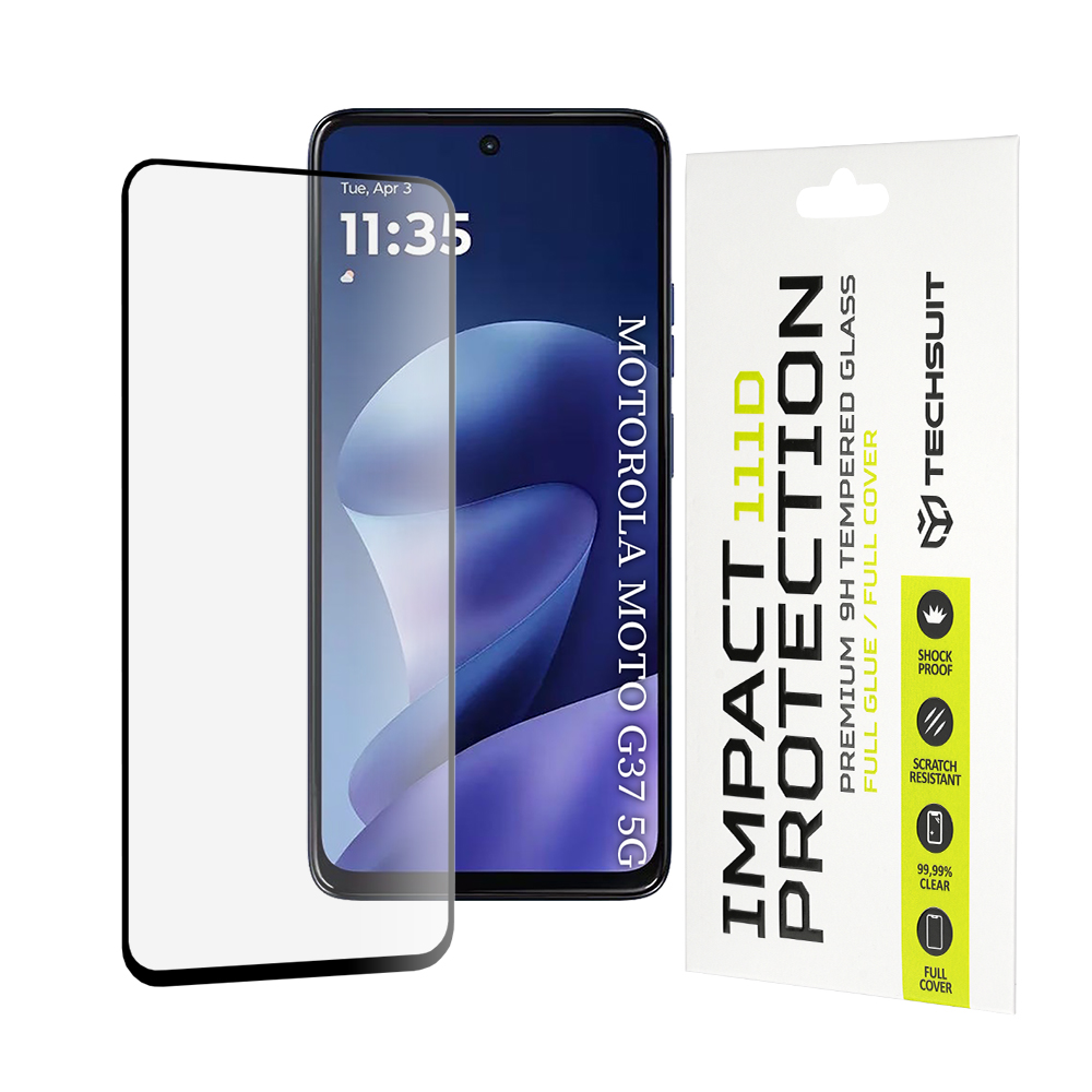 Капак за Motorola Moto Moto G37 / G37 Power / G47 - Techsuit 111D Full Cover / Full Glue Glass - Черен
