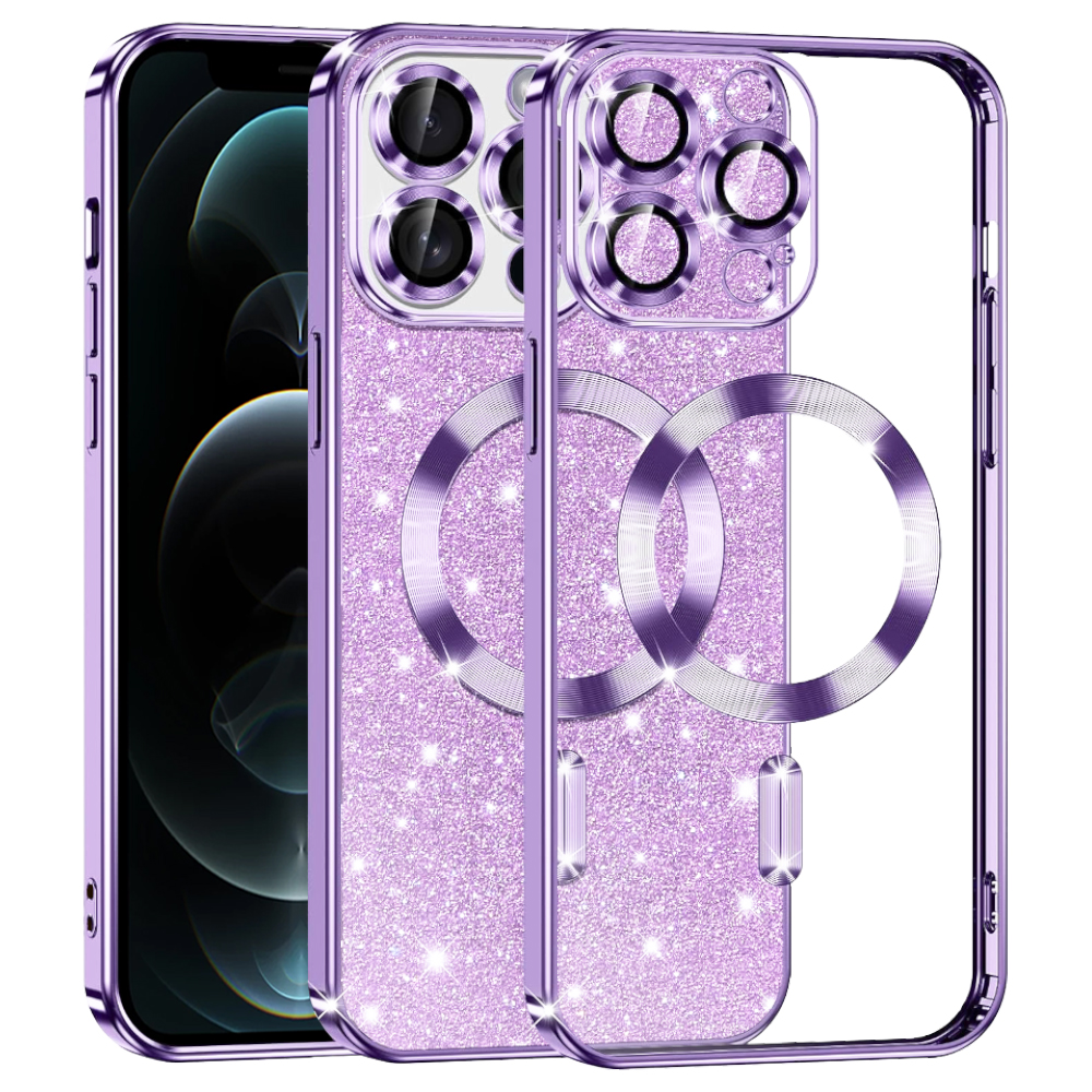 Калъф за iPhone 12 Pro - Techsuit Luxury Glitter MagSafe - Светло лилав