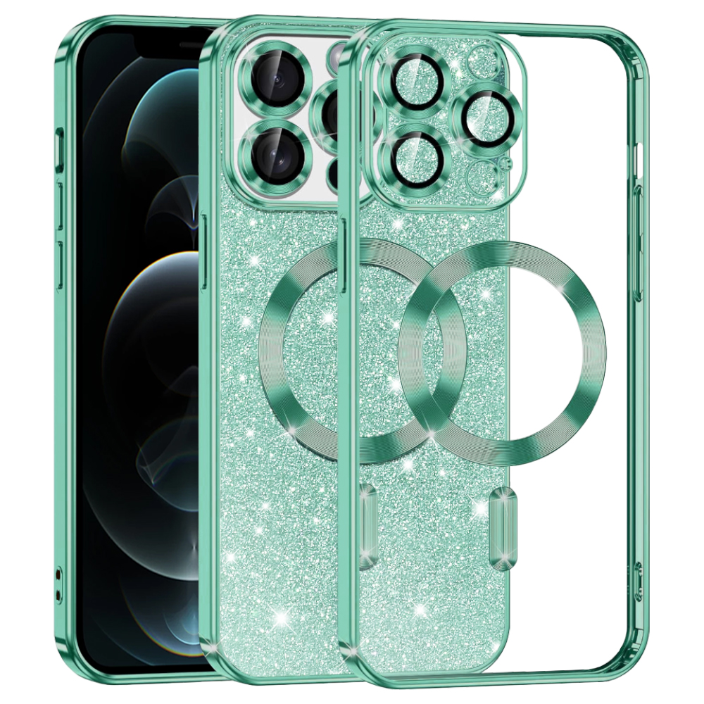 Калъф за iPhone 12 Pro - Techsuit Luxury Glitter MagSafe - Светлозелен