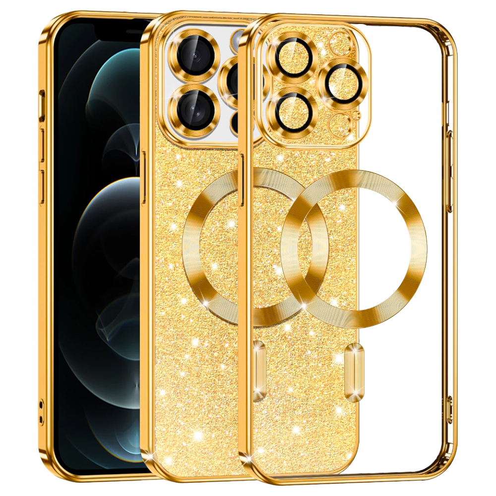 Калъф за iPhone 12 Pro - Techsuit Luxury Glitter MagSafe - Златен