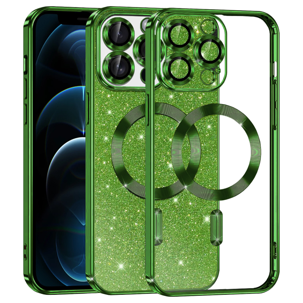 Калъф за iPhone 12 Pro Max - Techsuit Luxury Glitter MagSafe - Deep Зелен