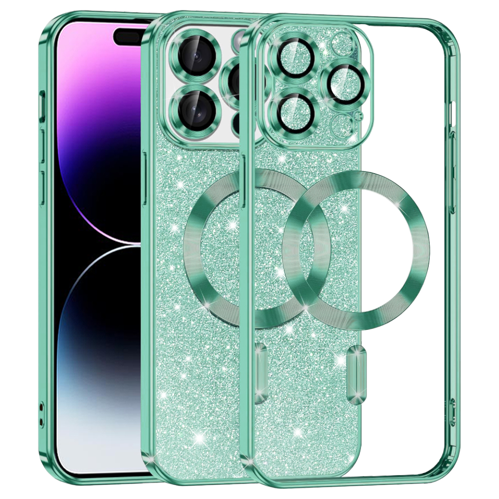 Калъф за iPhone 14 Pro Max - Techsuit Luxury Glitter MagSafe - Светлозелен