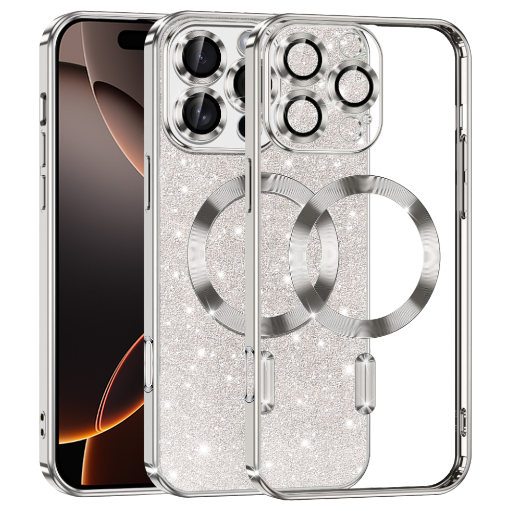 Калъф за iPhone 16 Pro - Techsuit Luxury Glitter MagSafe - Сребрист