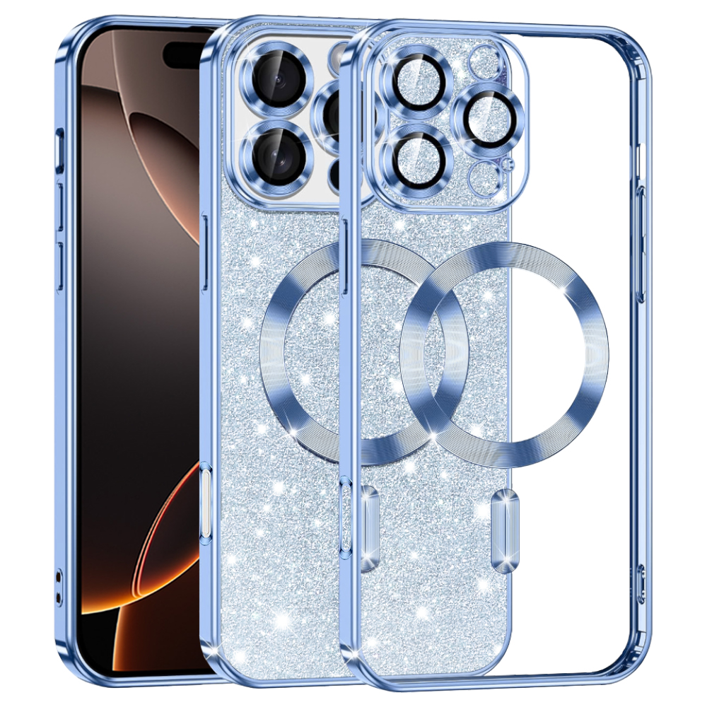 Калъф за iPhone 16 Pro - Techsuit Luxury Glitter MagSafe - Светлосин