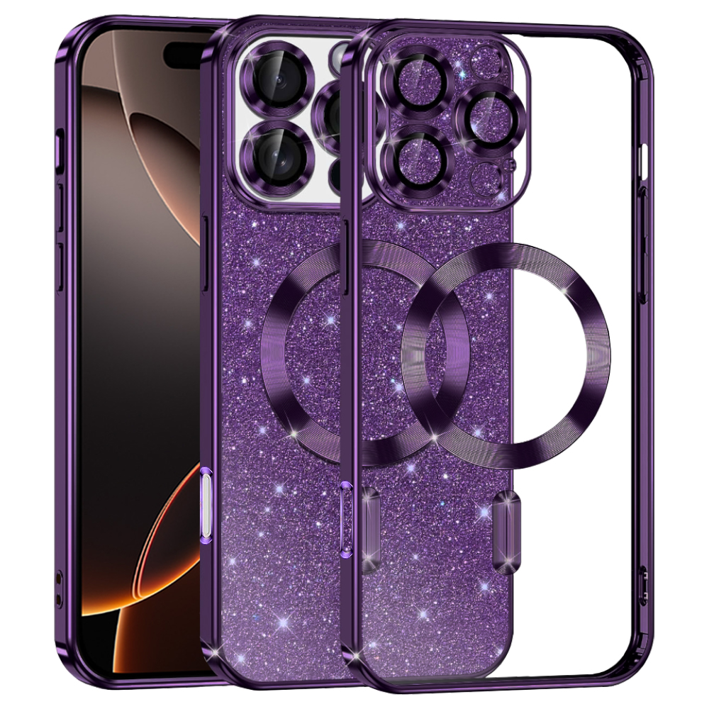 Калъф за iPhone 16 Pro - Techsuit Luxury Glitter MagSafe - Deep Лилав