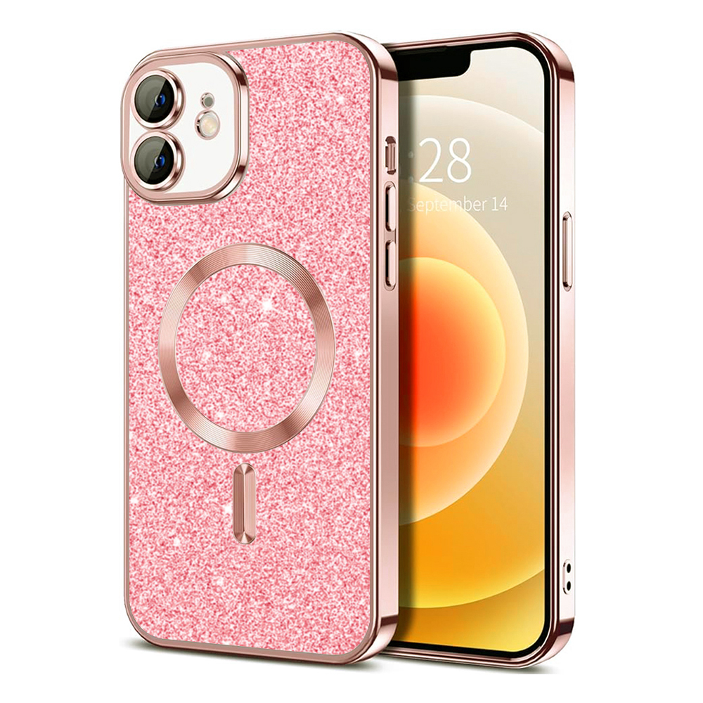 Калъф за iPhone 12 - Techsuit Luxury Glitter MagSafe - Розово злато