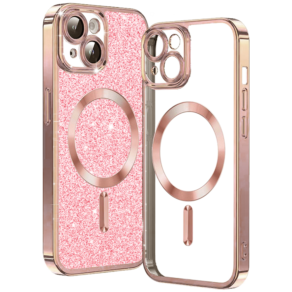 Калъф за iPhone 14 - Techsuit Luxury Glitter MagSafe - Розово злато
