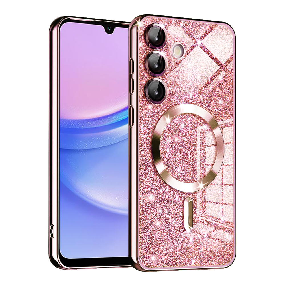 Калъф за Samsung Galaxy A15 4G / A15 5G - Techsuit Luxury Glitter MagSafe - Розово злато