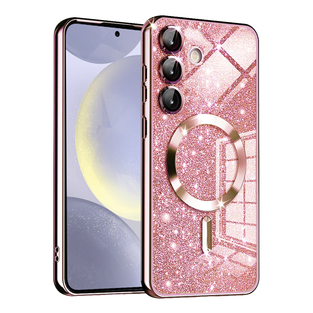 Калъф за Samsung Galaxy S24 - Techsuit Luxury Glitter MagSafe - Розово злато