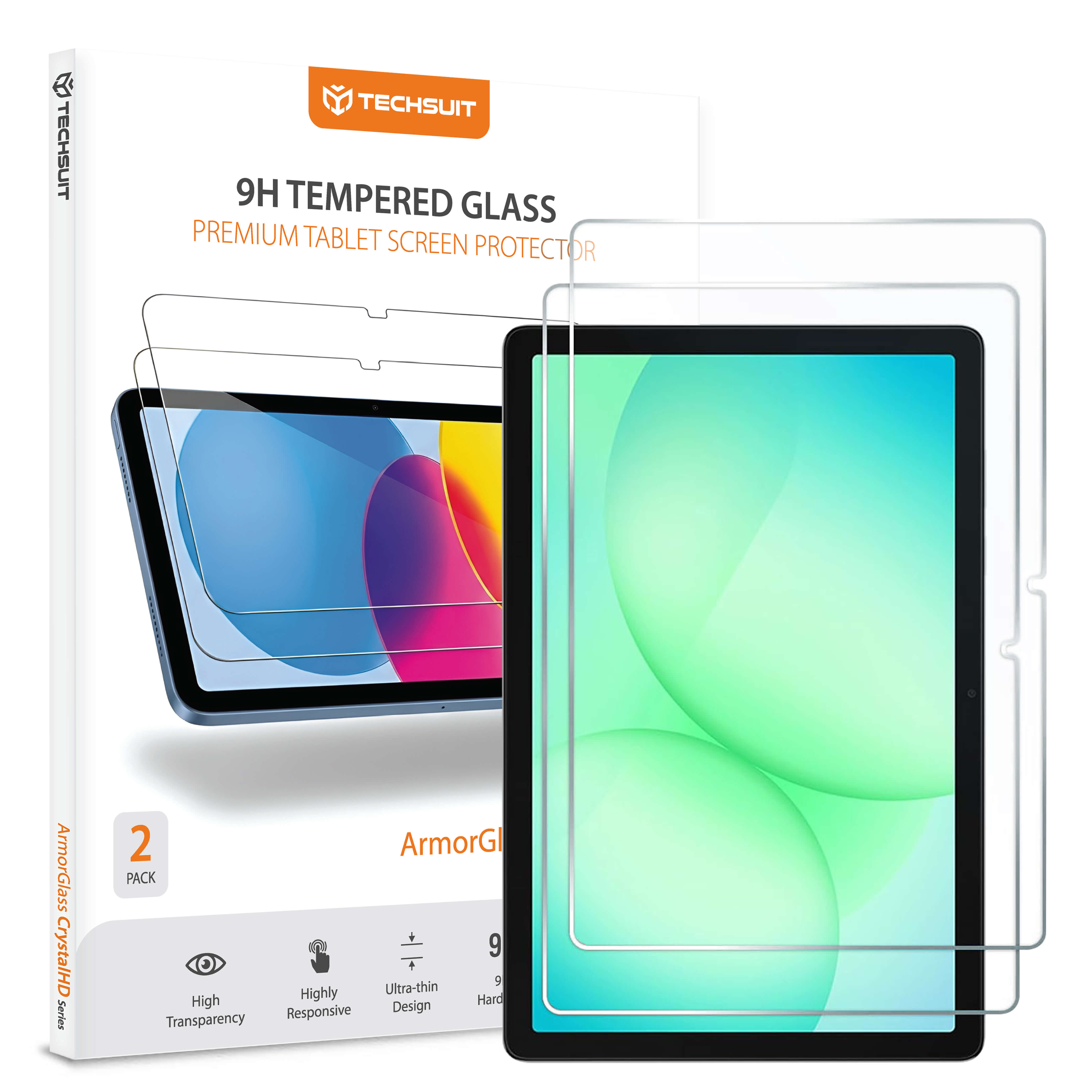 Капак за Samsung Galaxy Tab A9 Plus / A11 Plus (комплект 2) - Techsuit ArmorGlass CrystalHD - Прозрачен