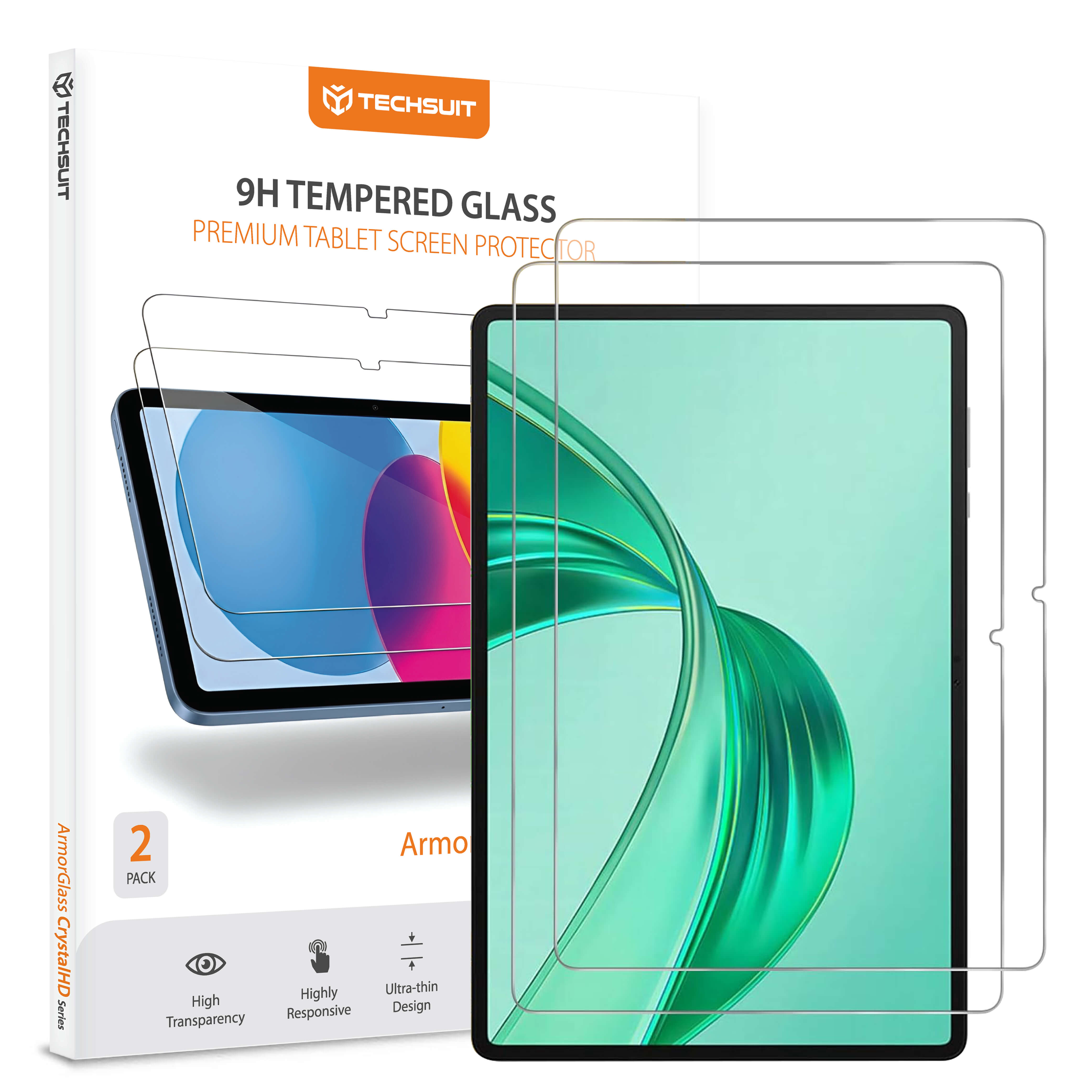 Капак за Honor Pad X8a / Oppo Pad (2022) / Xiaomi Pad 6 / Pad 6 Pro (комплект 2) - Techsuit ArmorGlass CrystalHD - Прозрачен