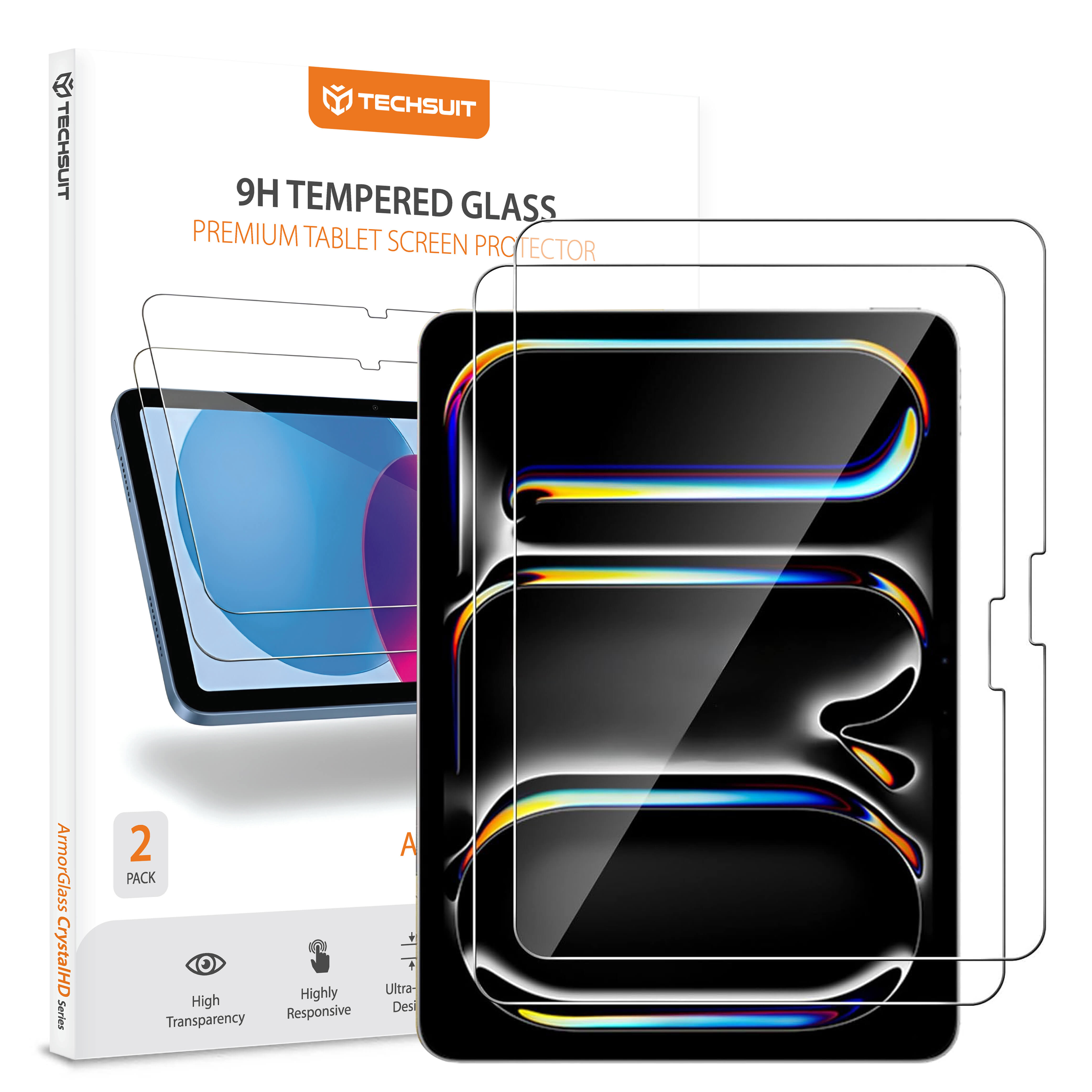 Калъф за iPad Pro 11 (2024) / iPad Pro 11 (2025) (комплект 2) - Techsuit ArmorGlass CrystalHD - Прозрачен