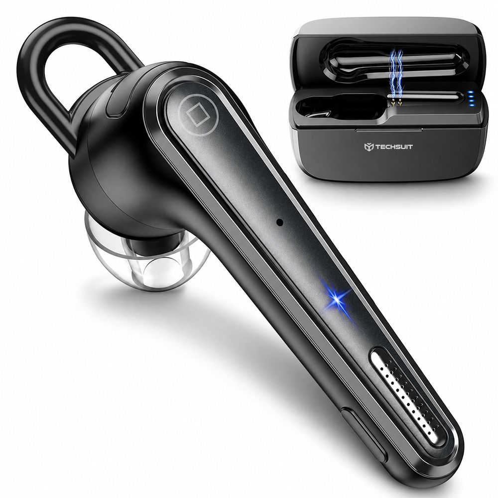 Bluetooth 5.1 слушалка, хендсфри, микрофон с шумопотискане - Techsuit Voicera (CB3) - Черна