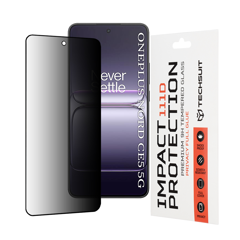 Фолио за OnePlus North CE5 - Techsuit 111D Privacy Full Glue - черно
