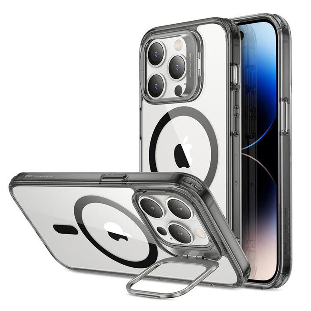 Калъф за iPhone 14 Pro Max - ESR Classic Kickstand HaloLock - Прозрачен Черен